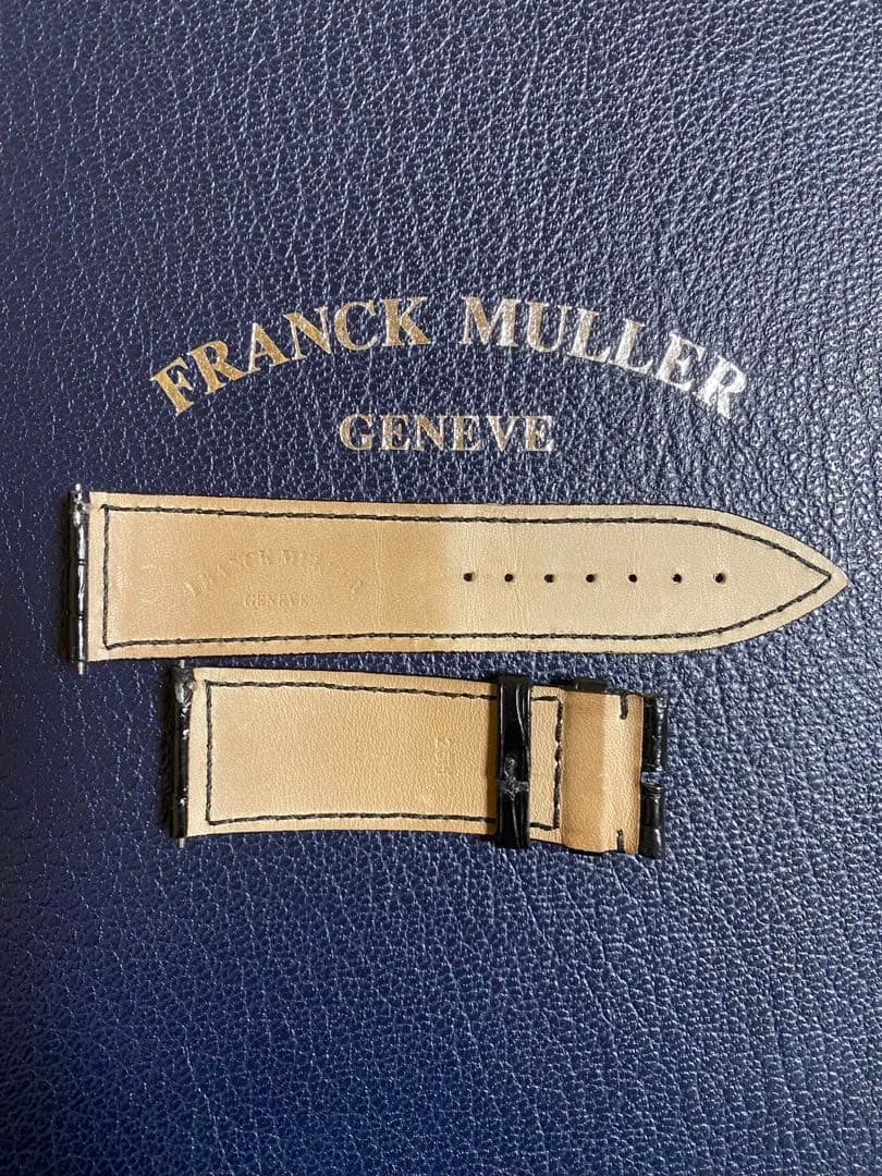 24mm フランクミュラー 時間クロコ ブラック ストラップ ベルト