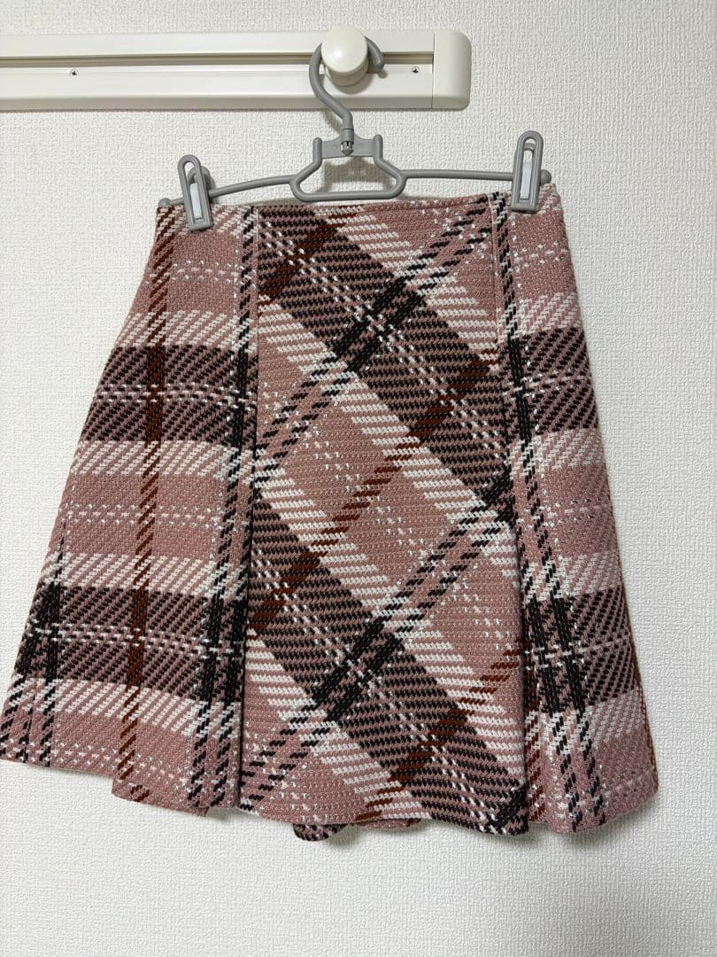 【美品】SNIDEL スナイデル ロービングチェックミニスカート PNK