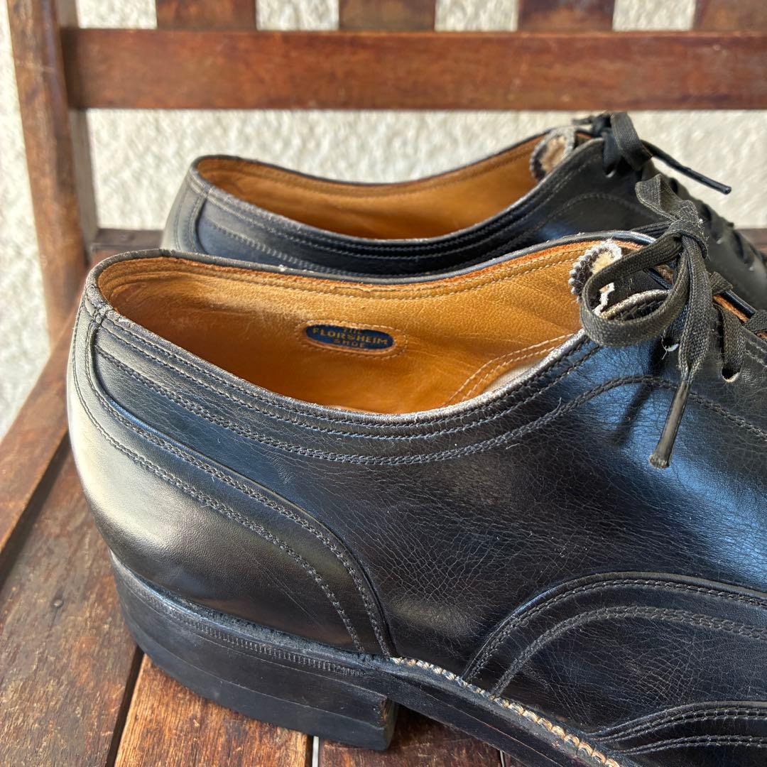 レア！50s〜60s Florsheim黒フローシャム革靴25cmレザーUSA