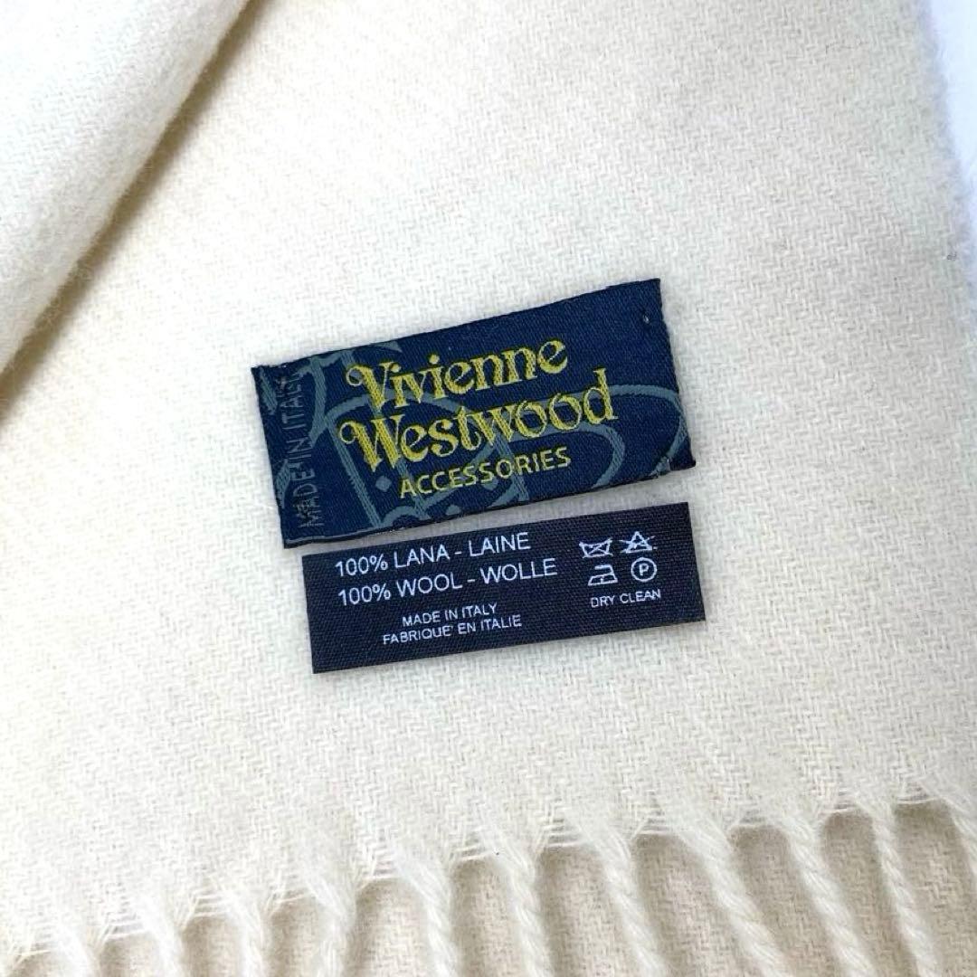 未使用 Vivienne ヴィヴィアン オーヴ 刺繍 ウール マフラー オフ