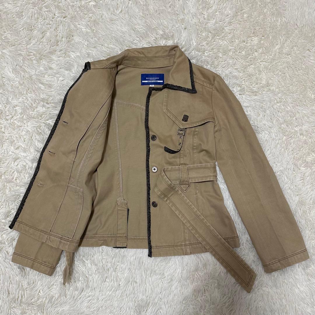 希少 レア バーバリー ブルーレーベル 牛革 コート ロゴ 三陽商会 ジャケット