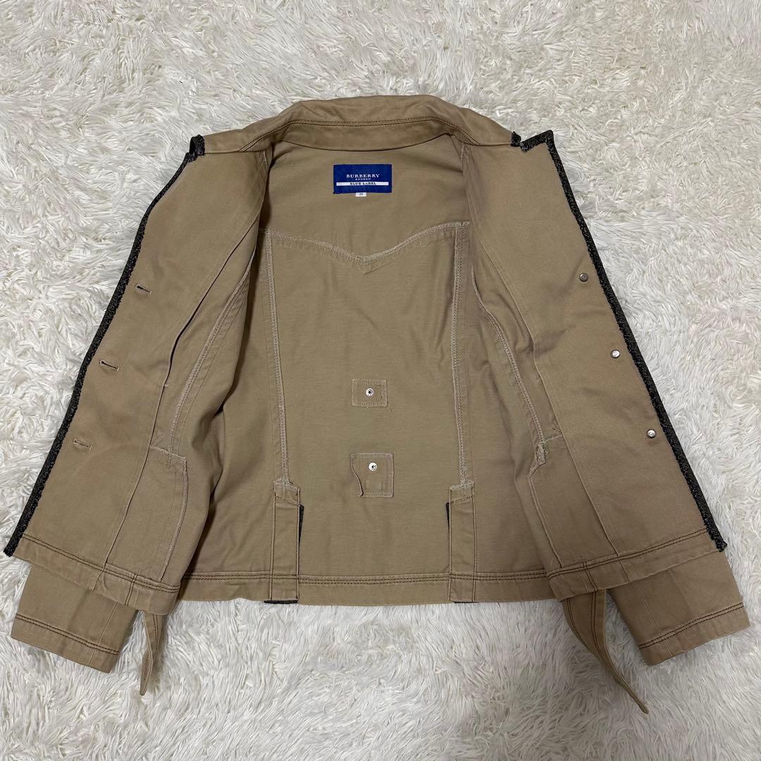 希少 レア バーバリー ブルーレーベル 牛革 コート ロゴ 三陽商会 ジャケット