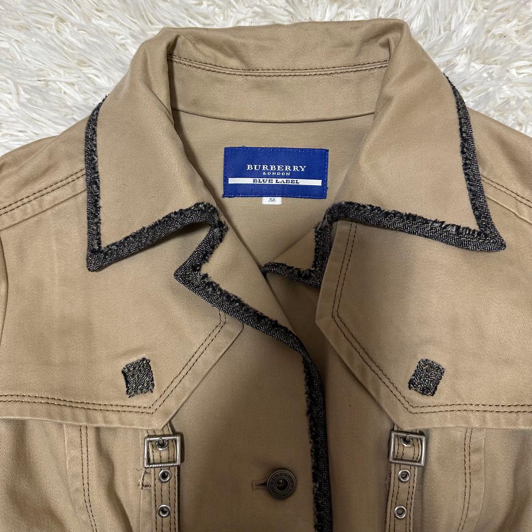 希少 レア バーバリー ブルーレーベル 牛革 コート ロゴ 三陽商会 ジャケット