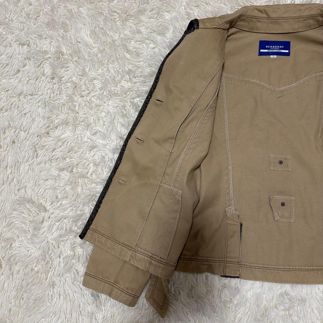 希少 レア バーバリー ブルーレーベル 牛革 コート ロゴ 三陽商会 ジャケット