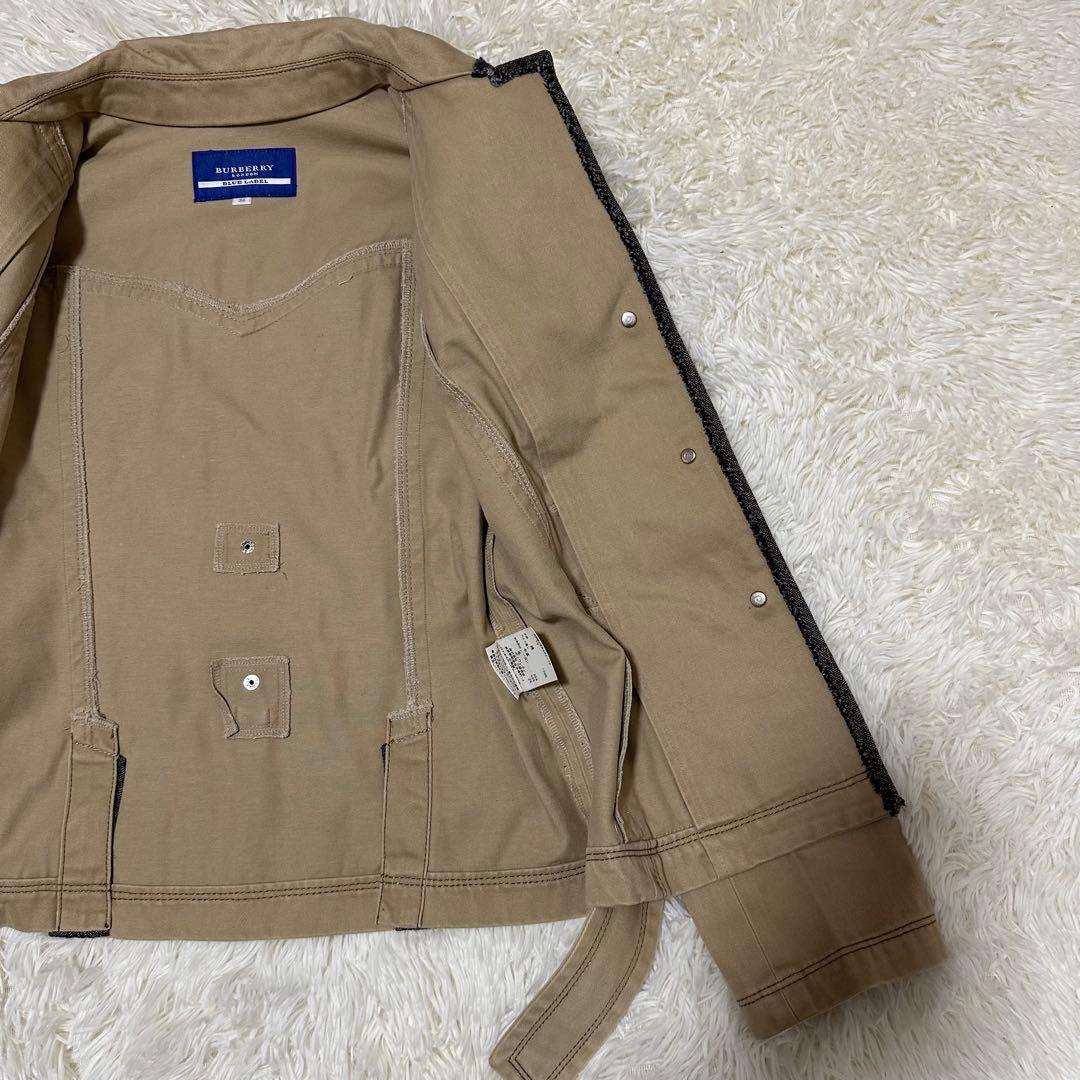 希少 レア バーバリー ブルーレーベル 牛革 コート ロゴ 三陽商会 ジャケット