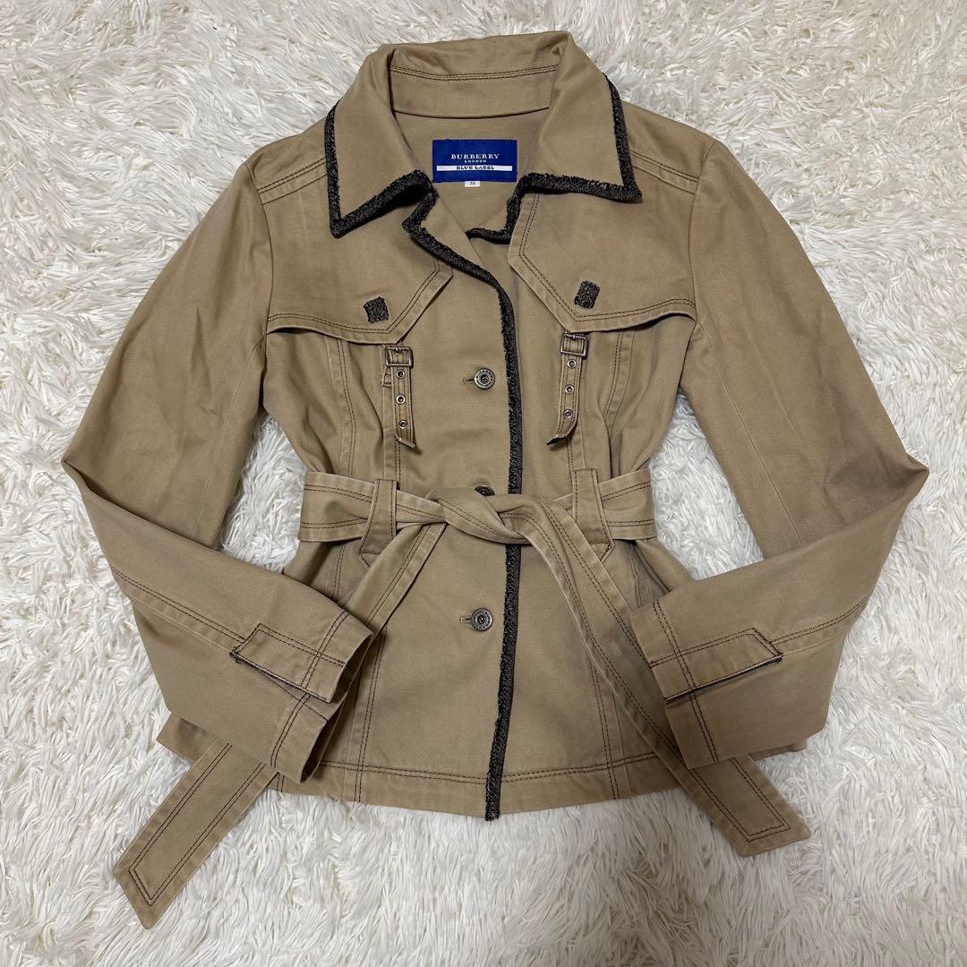希少 レア バーバリー ブルーレーベル 牛革 コート ロゴ 三陽商会 ジャケット