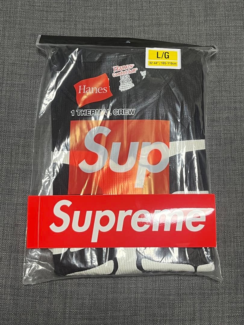 トップス L Supreme Hanes Bones Thermal Crew Black