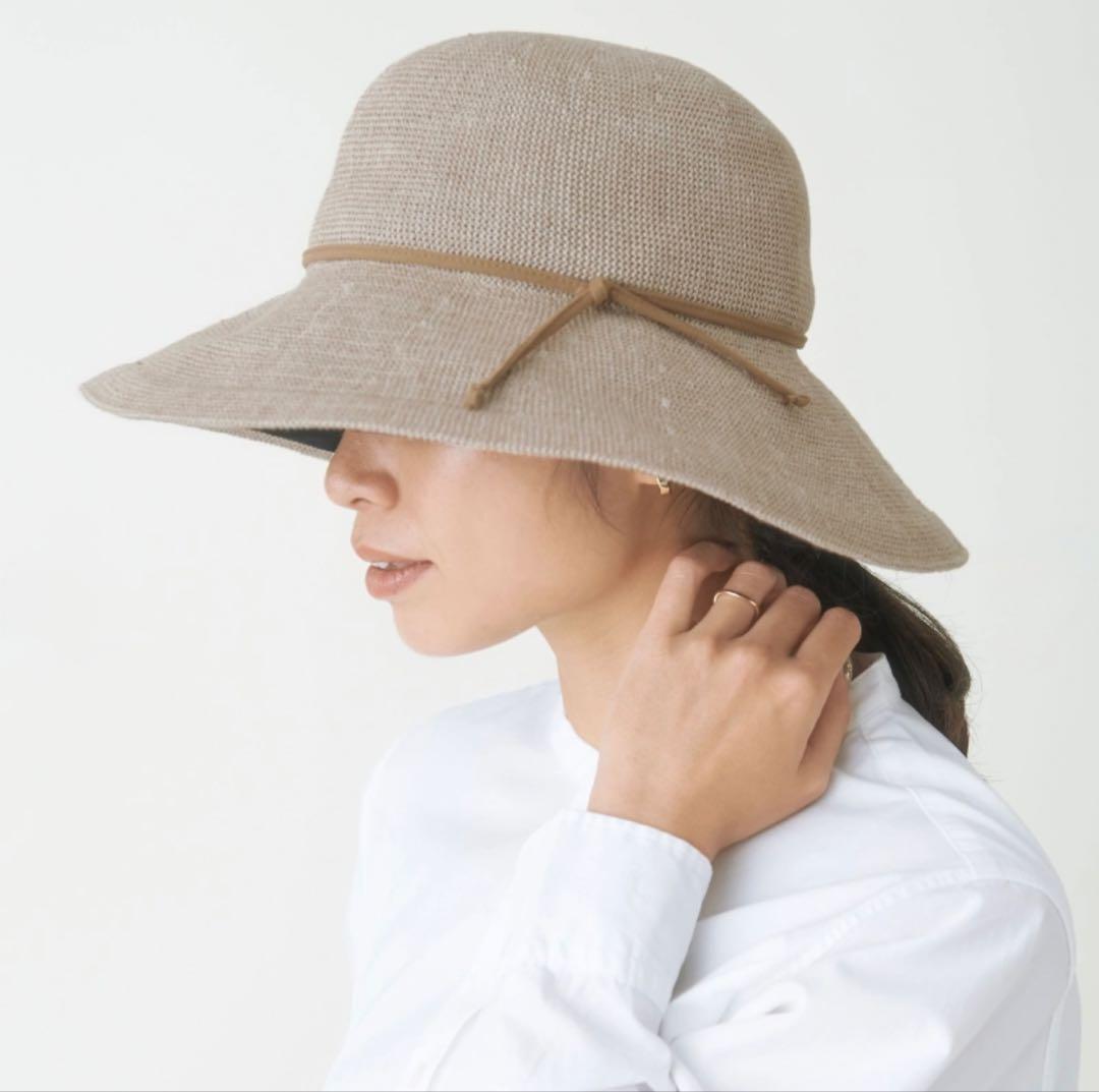 ★サンバリア100 リネンサーモハット　ベージュ UV カット　帽子