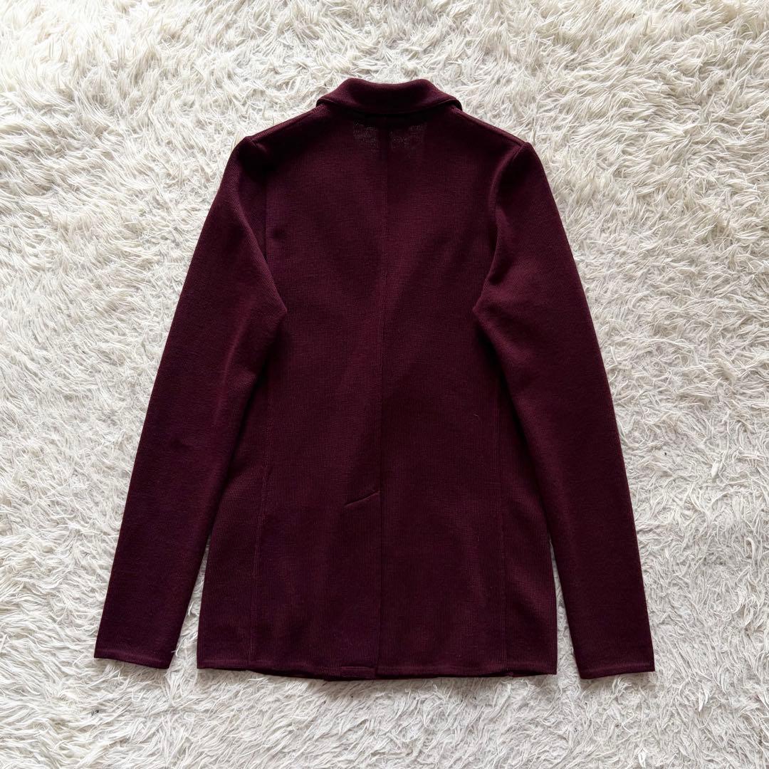 <極美品>LARDINI ボルドー ウール ダブル ニットジャケット S相当