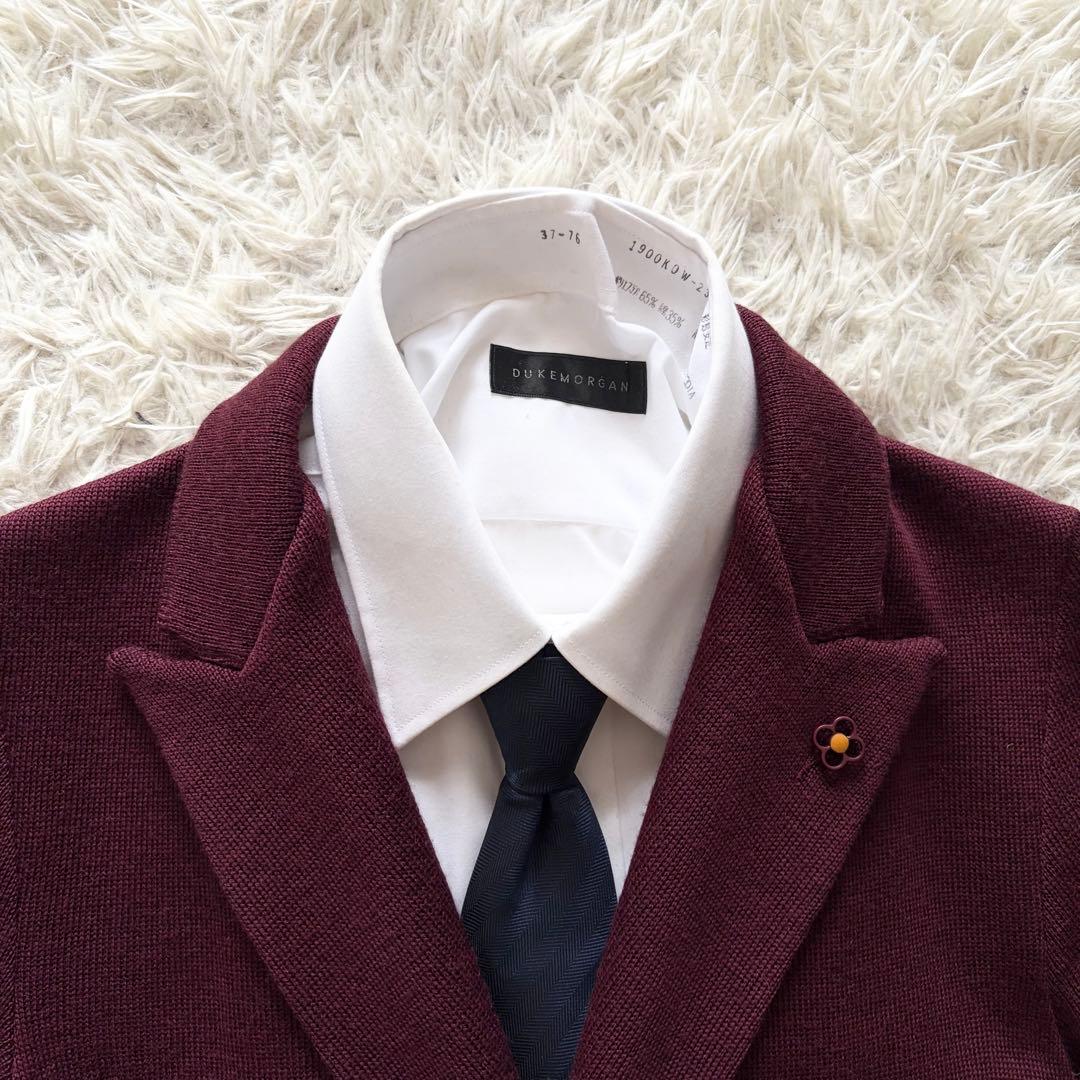 <極美品>LARDINI ボルドー ウール ダブル ニットジャケット S相当