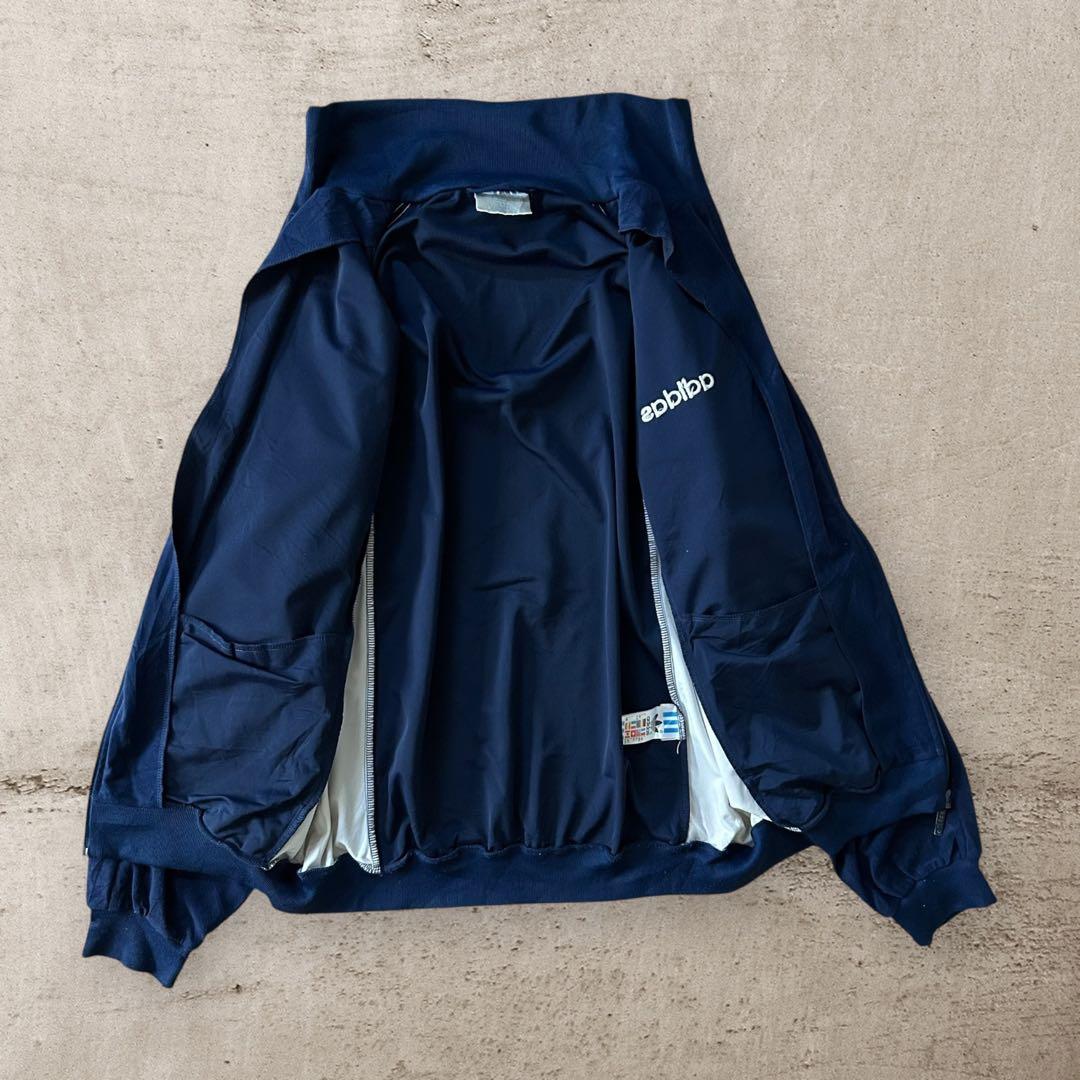 vintage80sアディダスベロアトラックジャケット刺繍ロゴトリコカラー古着