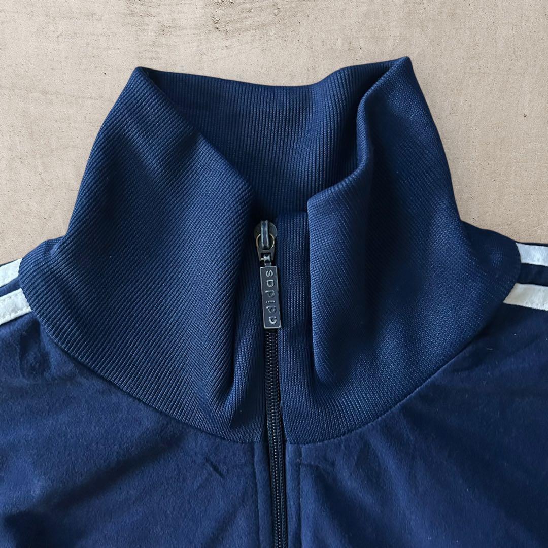 vintage80sアディダスベロアトラックジャケット刺繍ロゴトリコカラー古着
