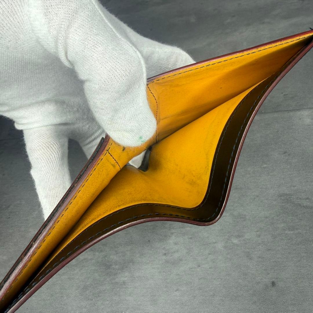 【訳アリ品】GANZO シェルコードバン2 ２つ折り財布 小銭入れ付き ネイビー