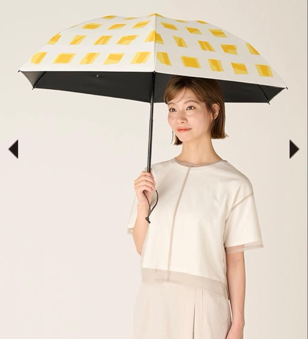 【美品】サンバリア 折りたたみ日傘 ３段折/キューブ/イエロー