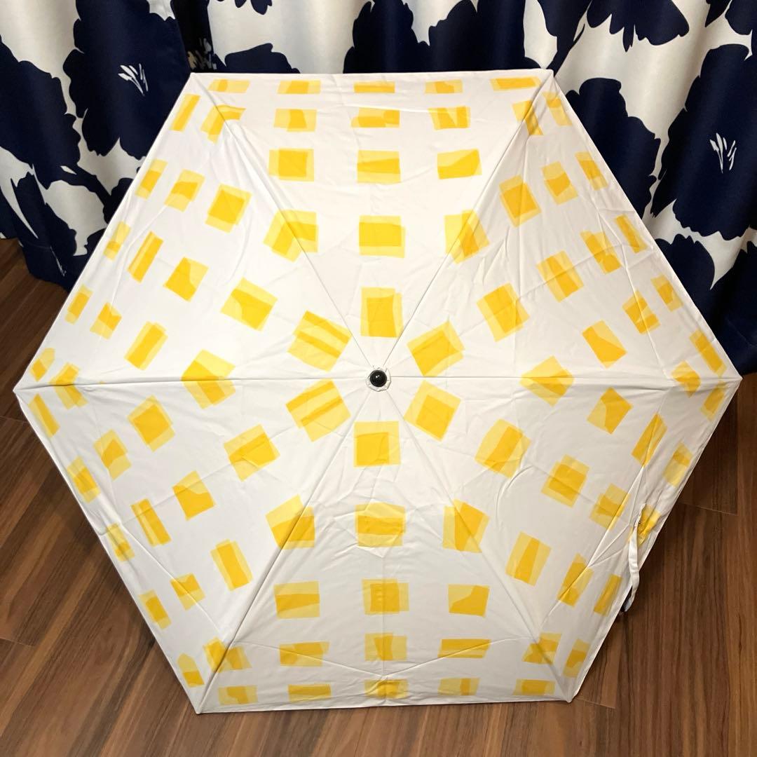 【美品】サンバリア 折りたたみ日傘 ３段折/キューブ/イエロー