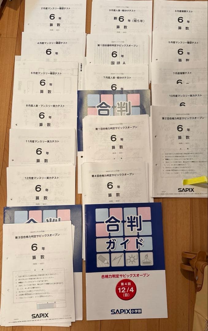 SAPIX 6年 1年分　ほぼフルセット(組分け・マンスリー・SO)17回分原本