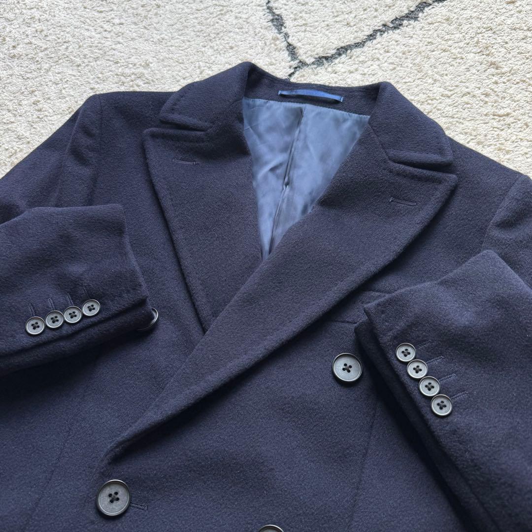 グリーンレーベルリラクシング　ダブルチェスターコート　カシミヤ混　ネイビー　M