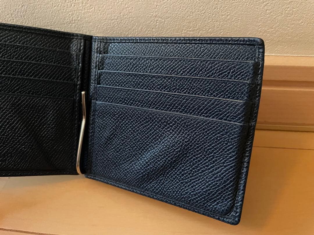 ブルガリBVLGARI マネークリップ ネイビー レザー メンズ