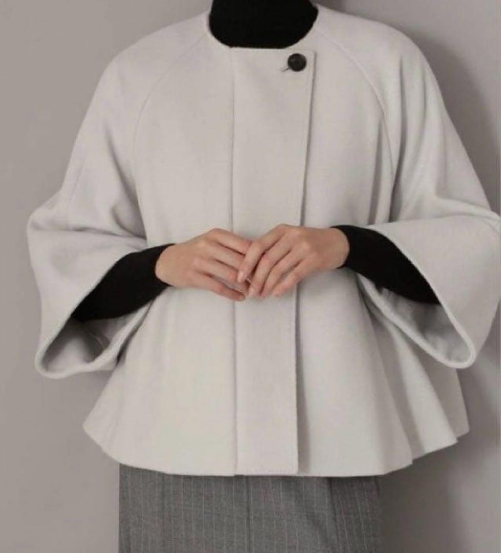 アドーア　ウール　ビーバー　ショート　コート　ノーカラー