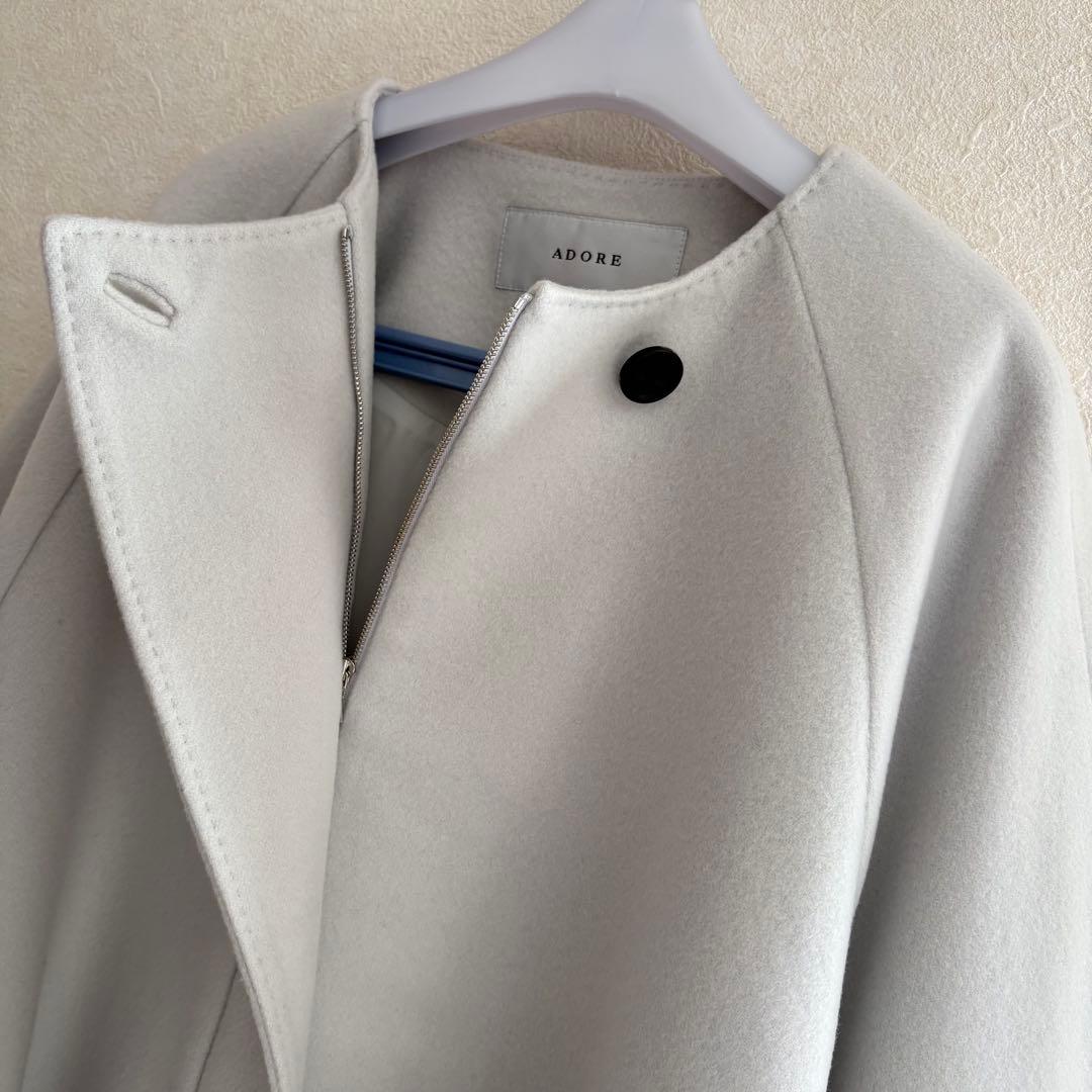 アドーア　ウール　ビーバー　ショート　コート　ノーカラー