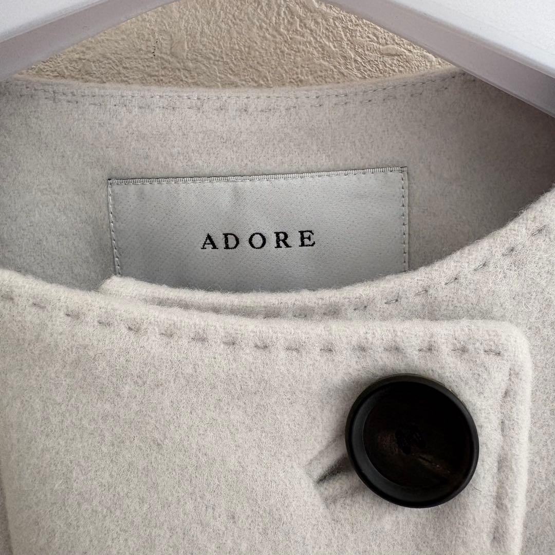 アドーア　ウール　ビーバー　ショート　コート　ノーカラー