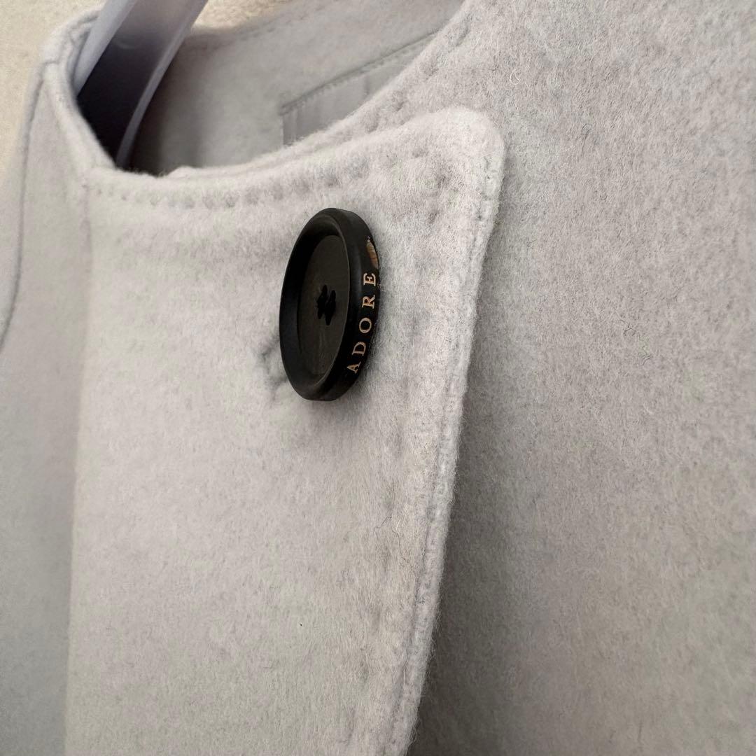 アドーア　ウール　ビーバー　ショート　コート　ノーカラー