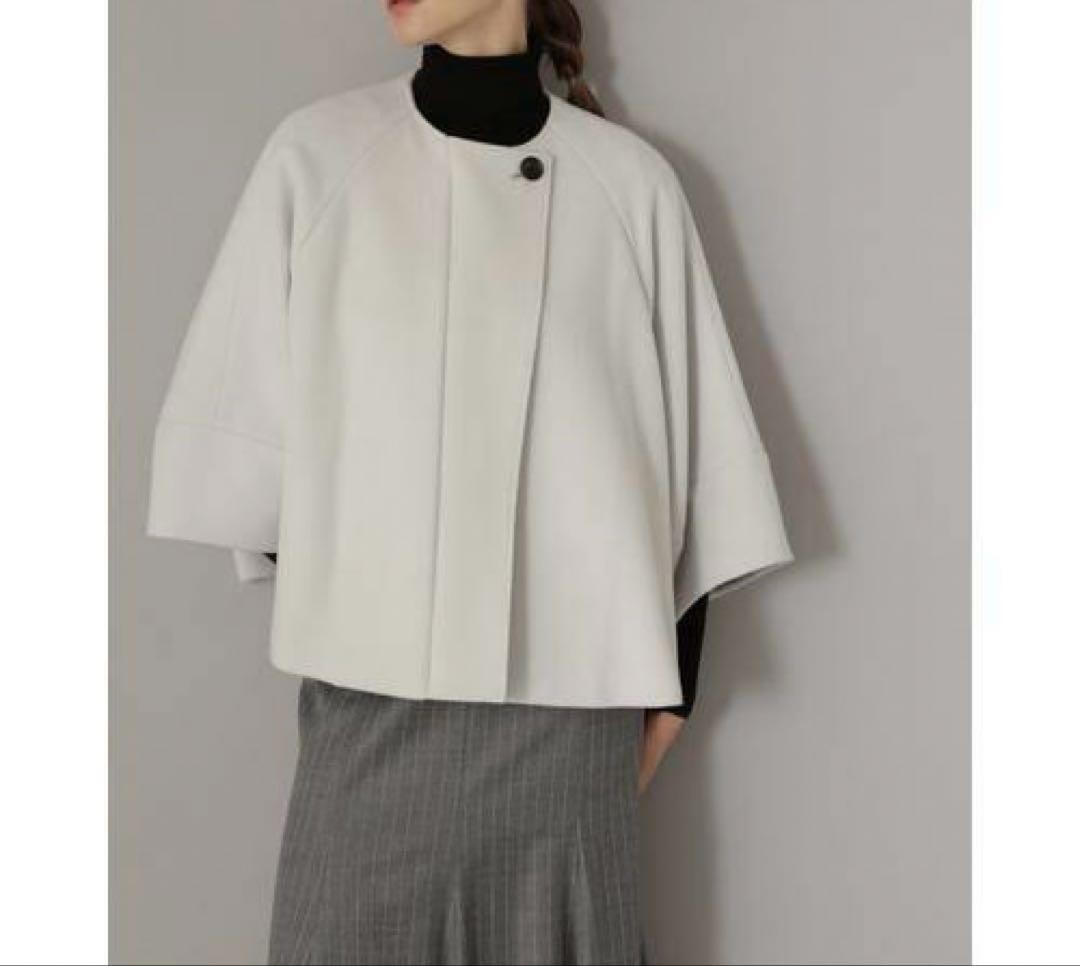 アドーア　ウール　ビーバー　ショート　コート　ノーカラー