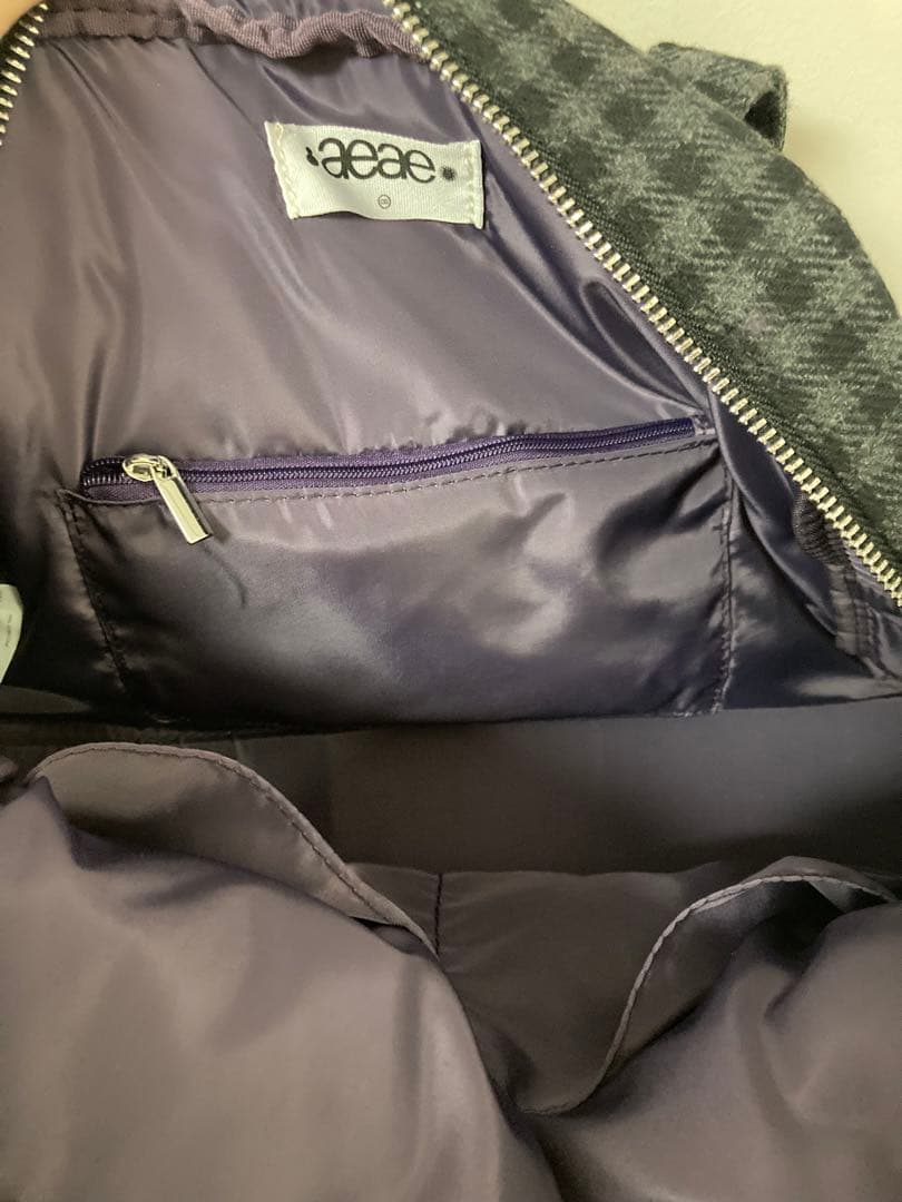 aeae ブラックチェック トートバッグ