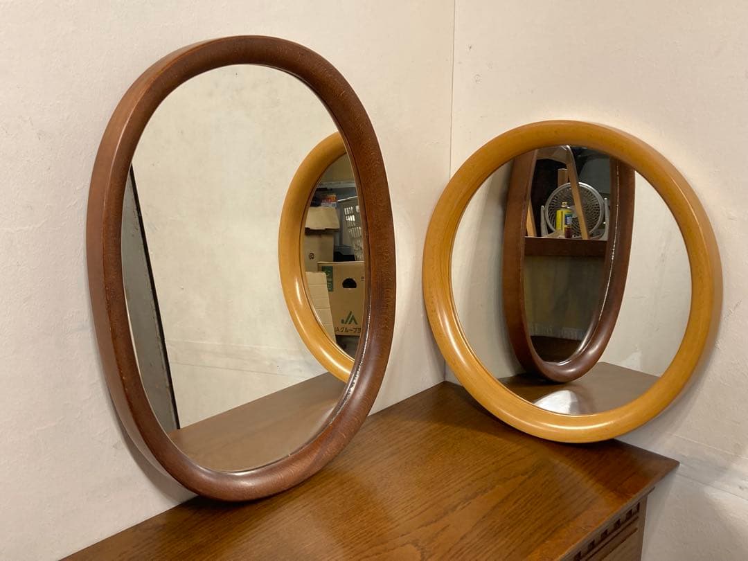 秋田木工 柳宗理 ウォールミラー 丸型 壁掛け 鏡 ナチュラルフレーム