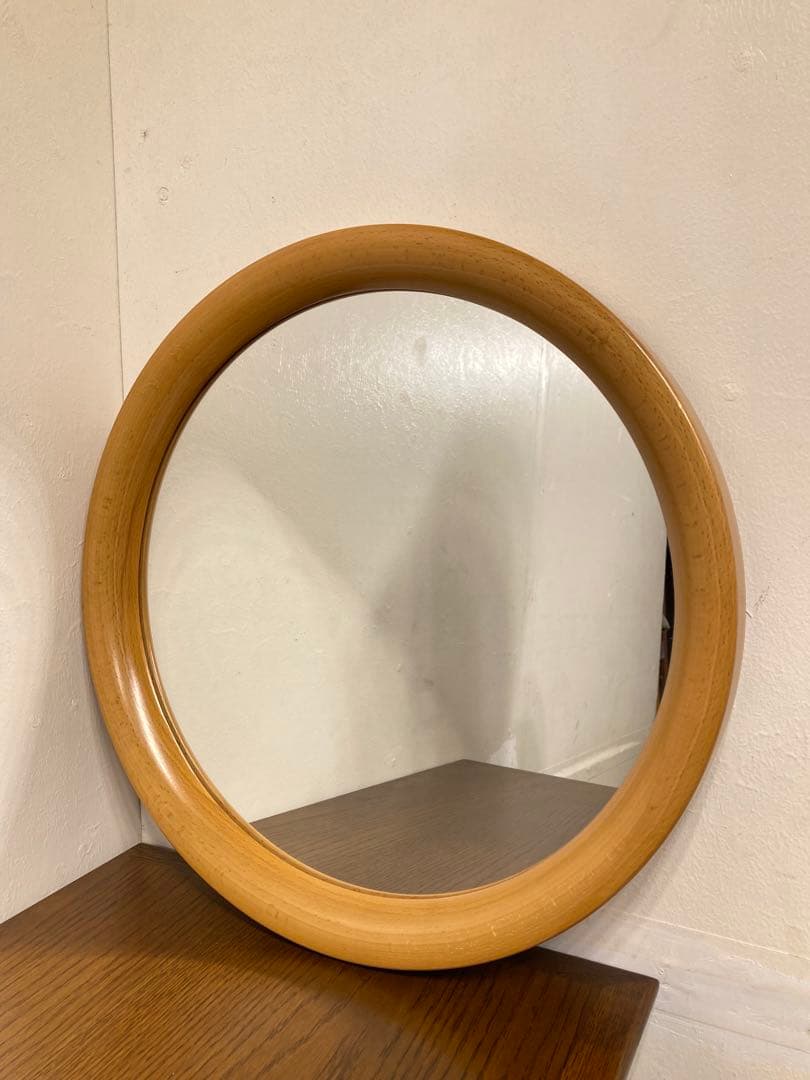 秋田木工 柳宗理 ウォールミラー 丸型 壁掛け 鏡 ナチュラルフレーム
