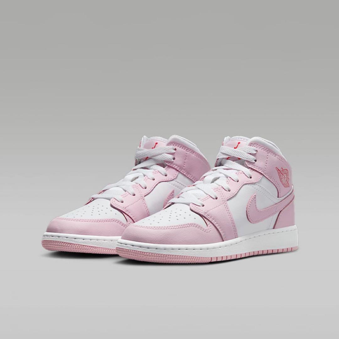 【新品23.5cm】NIKE エアジョーダン１MID GS ピンク/レッド