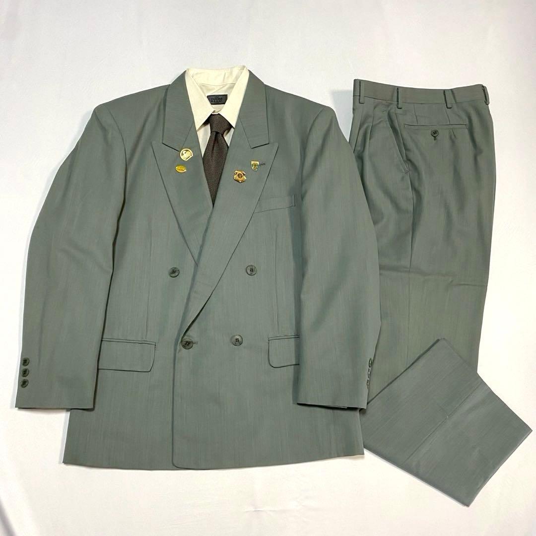 【vintage】セットアップ　スーツ　ダブル　５点セット　希少カラー　ピンズ