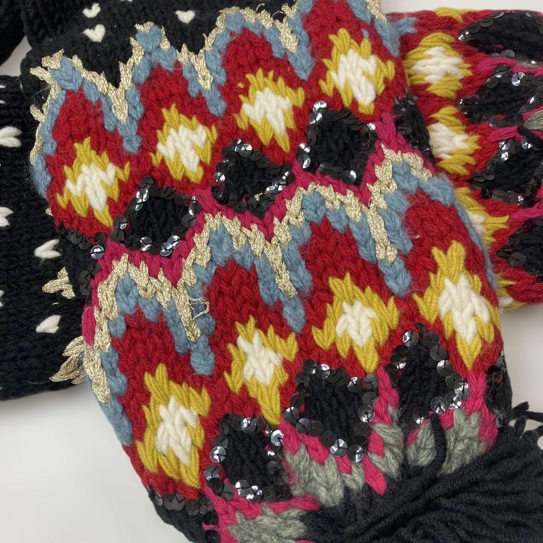 ピンクハウス×KEITA MARUYAMAコラボ 黒 ハンドニット マフラー