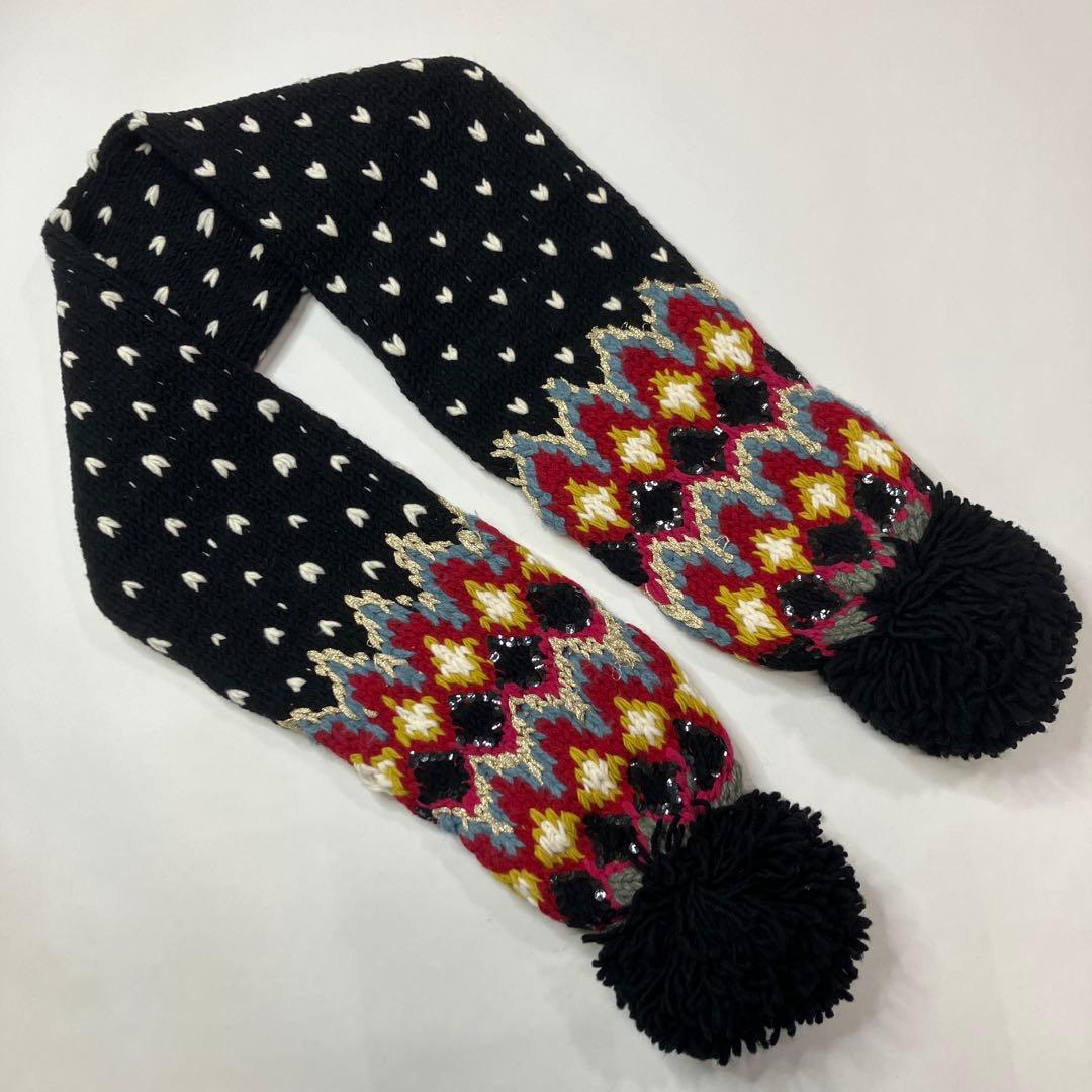 ピンクハウス×KEITA MARUYAMAコラボ 黒 ハンドニット マフラー