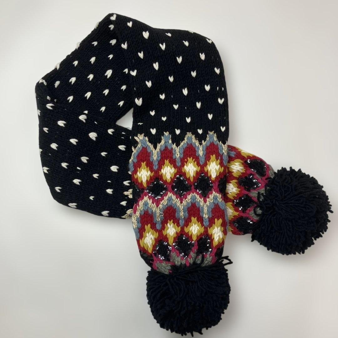 ピンクハウス×KEITA MARUYAMAコラボ 黒 ハンドニット マフラー