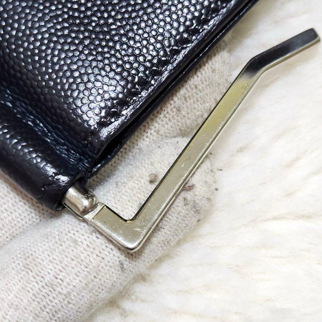 ✨極美品✨サンローラン　マネークリップ　キャビアスキン　レザー　ブラック　黒