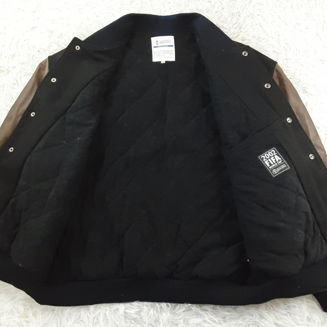美品◎2002 FIFA W杯 スタジャン アウター 黒茶 レザー 本革 日本製