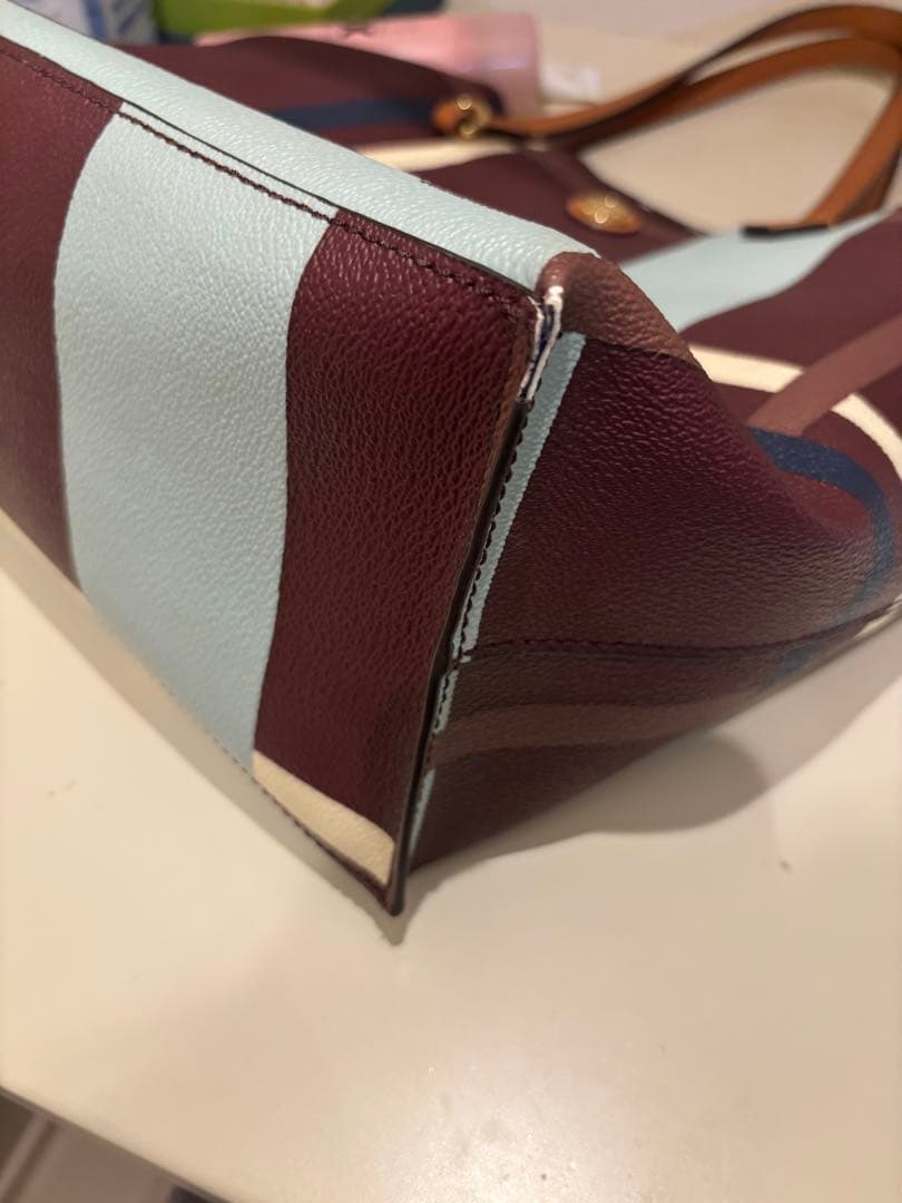 早い者勝ち価格　Tory Burch ボルドー ストライプ 2wayトートバッグ