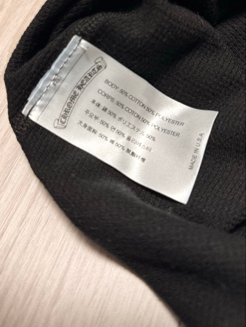 クロムハーツ 人気柄ホースシューフローラルクロス　サーマル　ロンT ブラックL