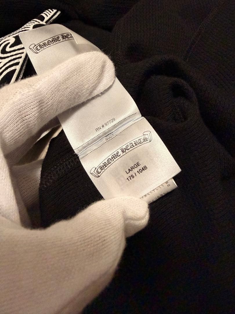 クロムハーツ 人気柄ホースシューフローラルクロス　サーマル　ロンT ブラックL