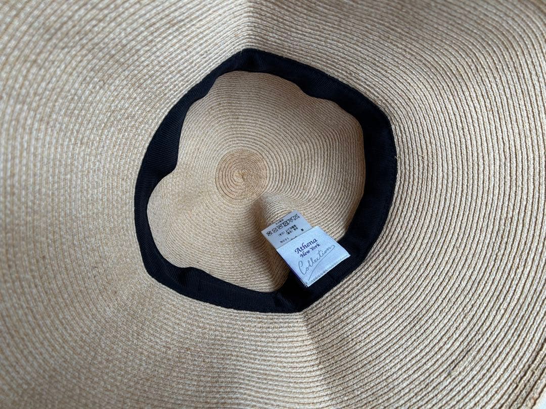 【美品】Athena New York 麦わら帽子 プルメリア　刺繍