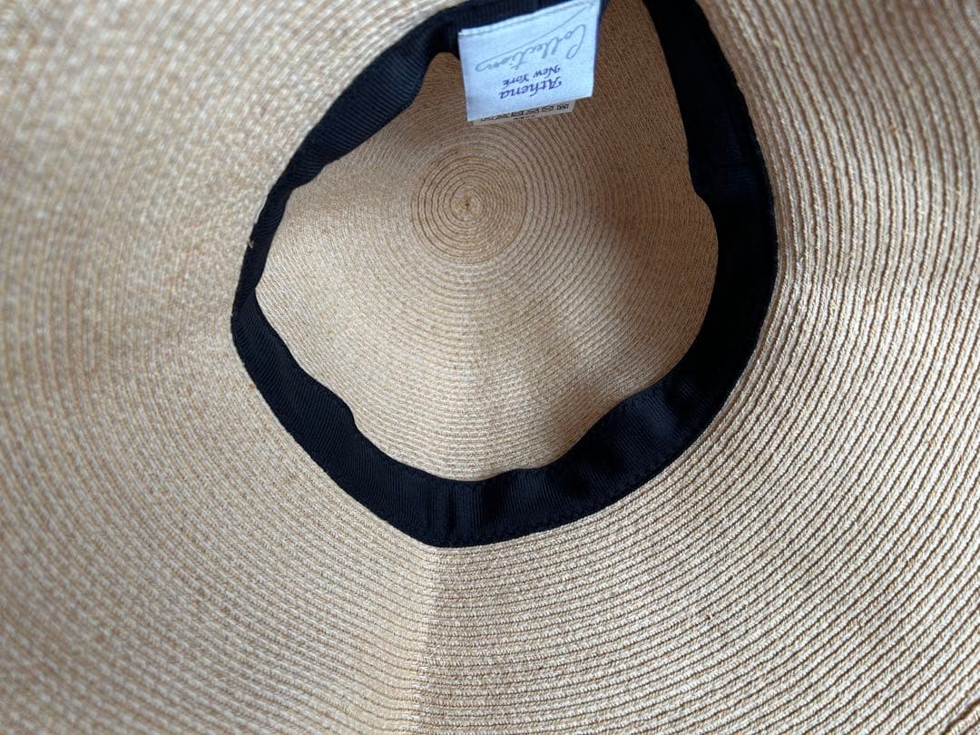 【美品】Athena New York 麦わら帽子 プルメリア　刺繍