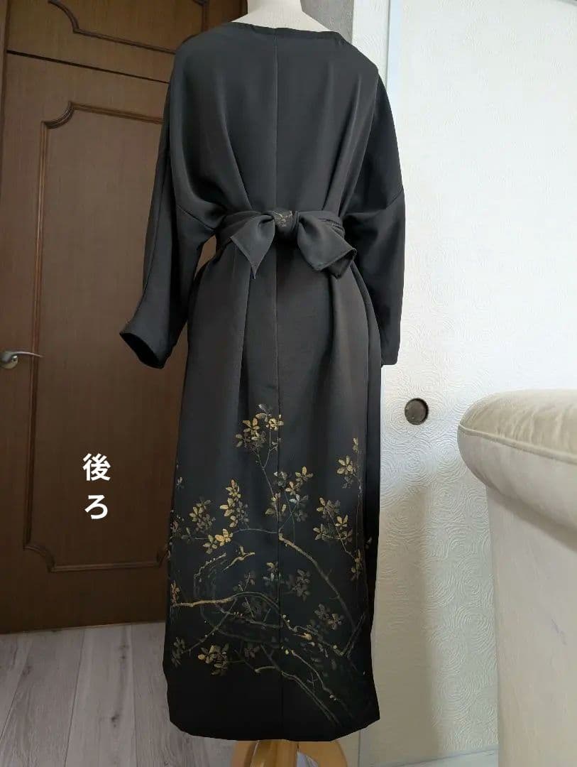 値下！新品留袖ドレス・ワンピース着物リメイク絹М〜LL結婚式パーティー裾直し無料