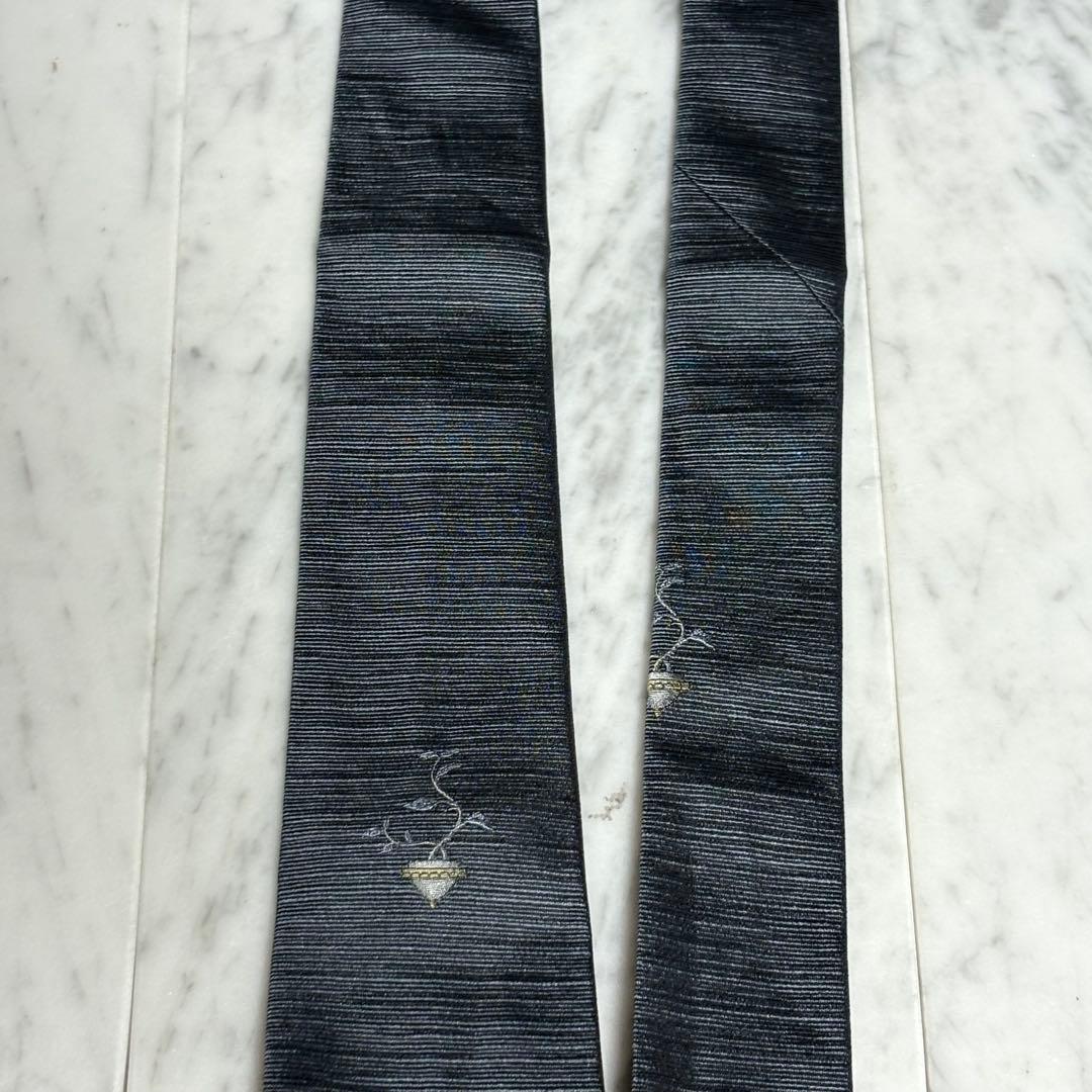 Dominique France ネクタイ 刺繍柄 グレー 鹿 クラウン