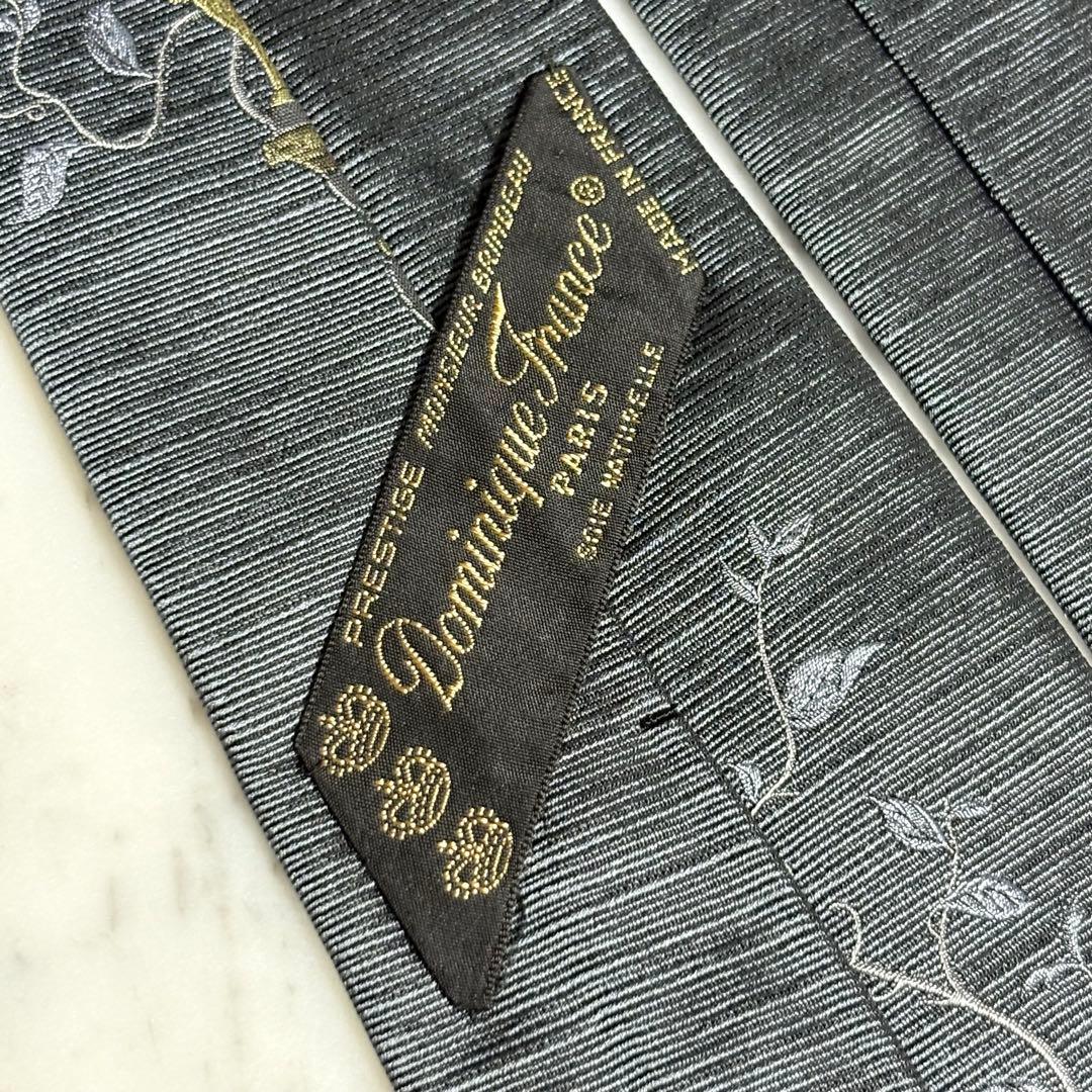 Dominique France ネクタイ 刺繍柄 グレー 鹿 クラウン