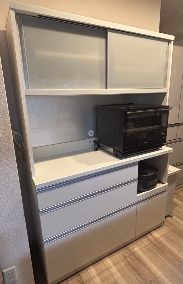 カップボード 食器棚　幅120 プレファ ホワイト