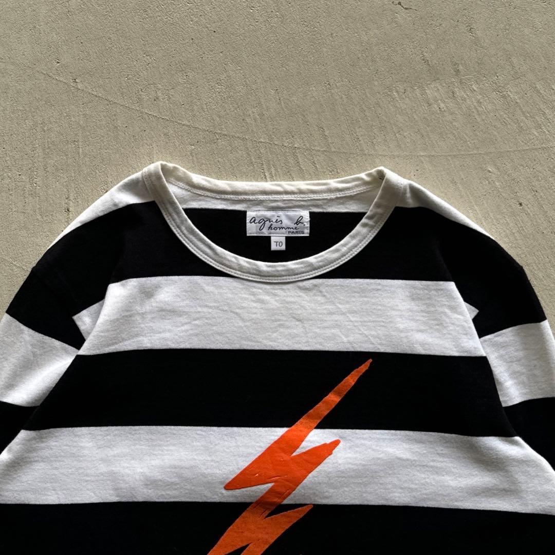 agnes b. homme border thunder ボーダー 白 黒