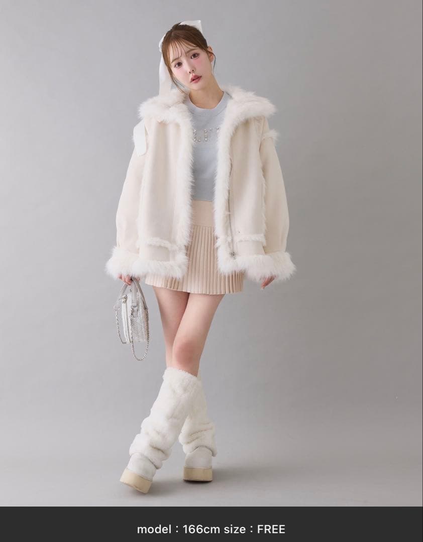 最終値下げ　ムートンミドルコート　ムートンコート　白コートniceclaup