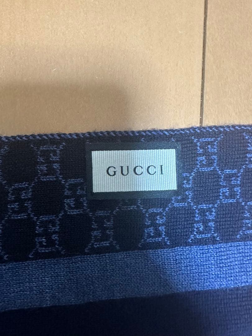 グッチ マフラー リバーシブル ネイビー