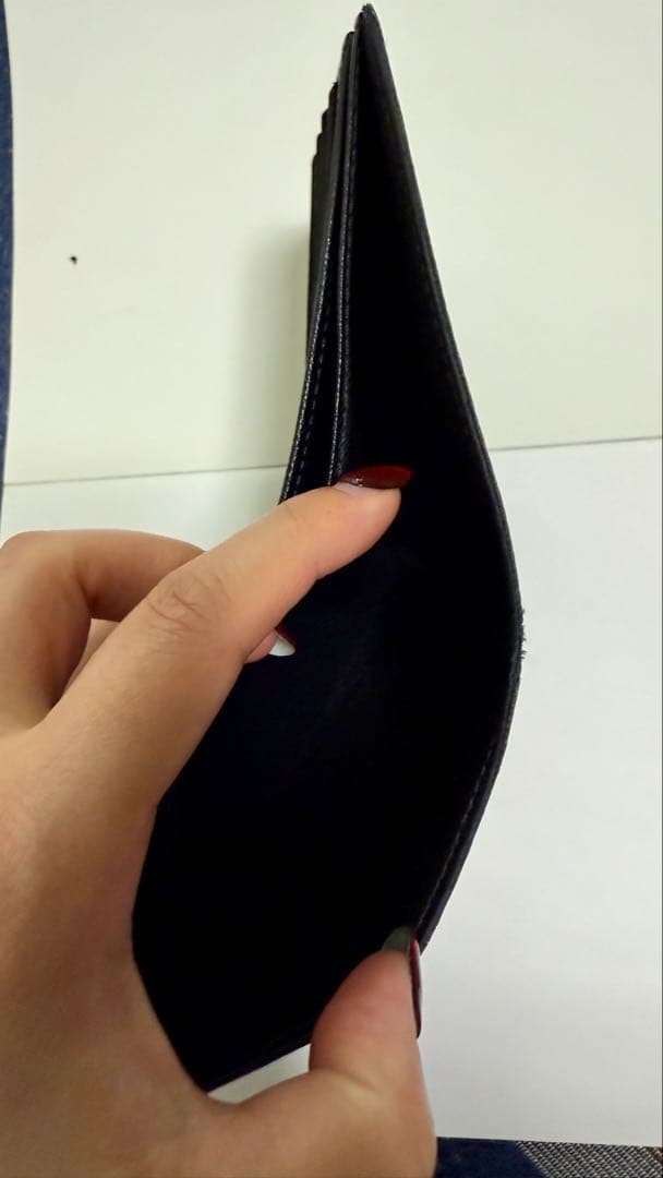 ちょんまげ　ルイヴィトン　ダミエ　 ブラックレザー 二つ折り　財布